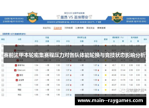 赛前法甲本轮密集赛程压力对各队体能轮换与竞技状态影响分析